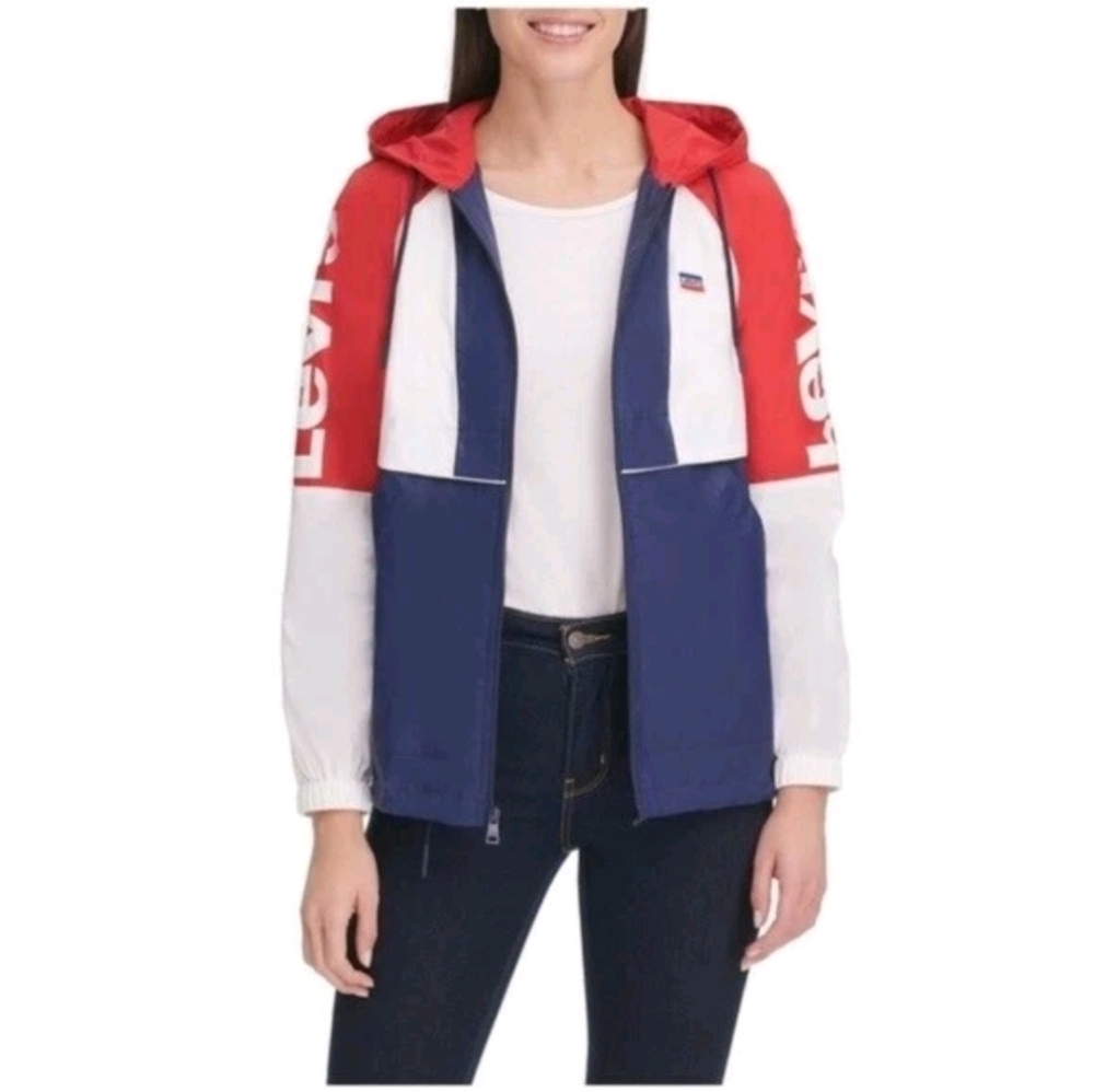 Levi's Colorblock Hooded Windbreaker Rainjacket Jacket Size M